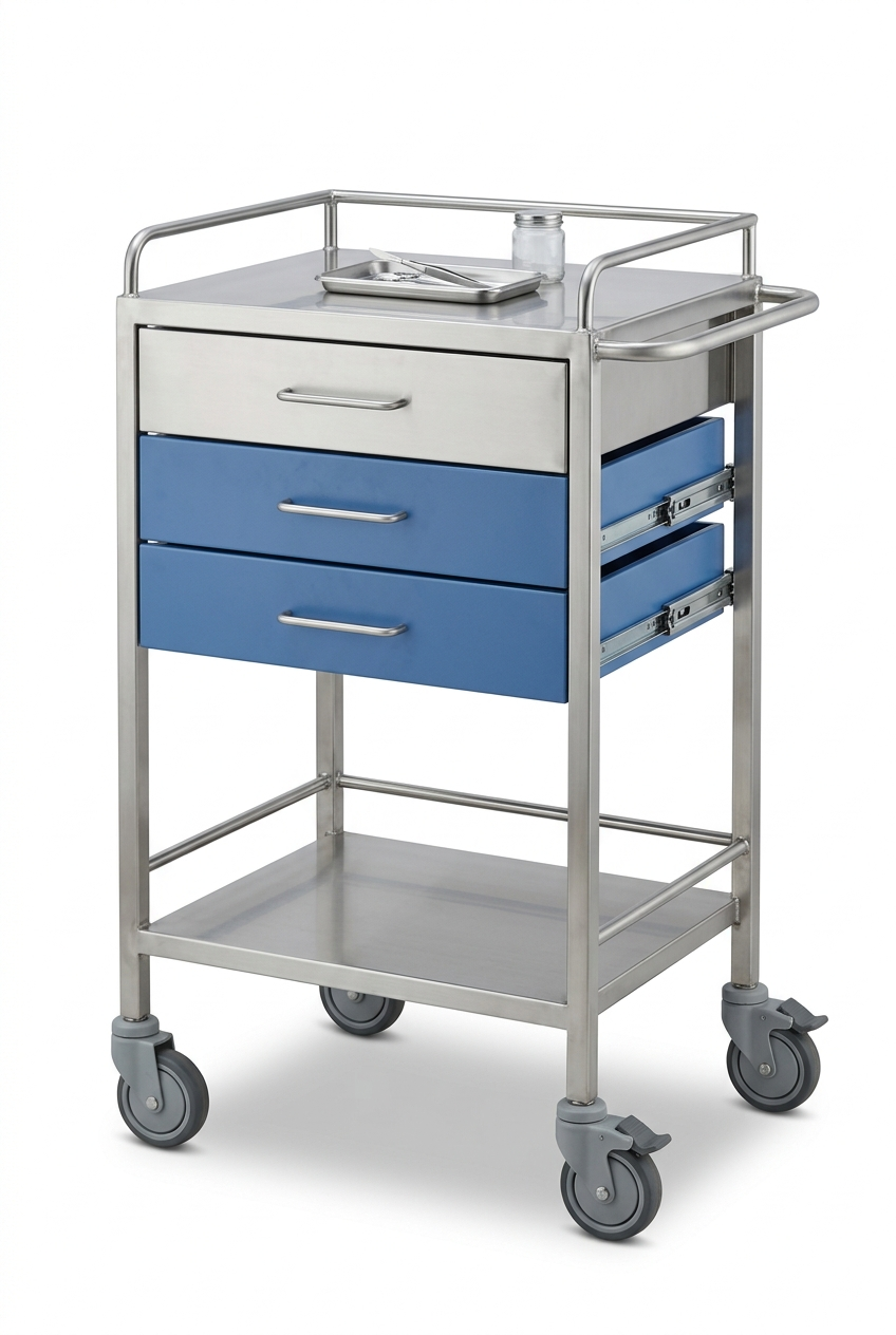 Instrument Trolley – with Drawers (S.S / Powder Coated)