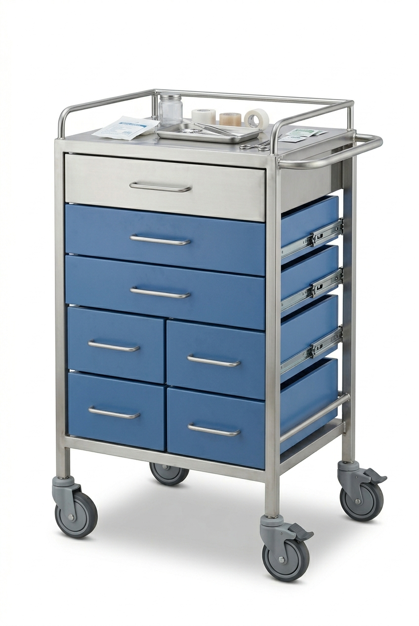 Dressing Trolley – with Drawers (S.S / Powder Coated)